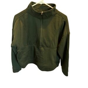 Marika Womens‎ Quarter Zip Pullover Long Sleeve Olive Green Top Sweatshirt M